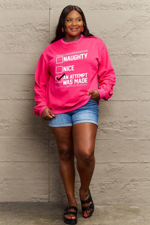 Simply Love Full Size Letter Graphic Long Sleeve Sweatshirt Luvéillé