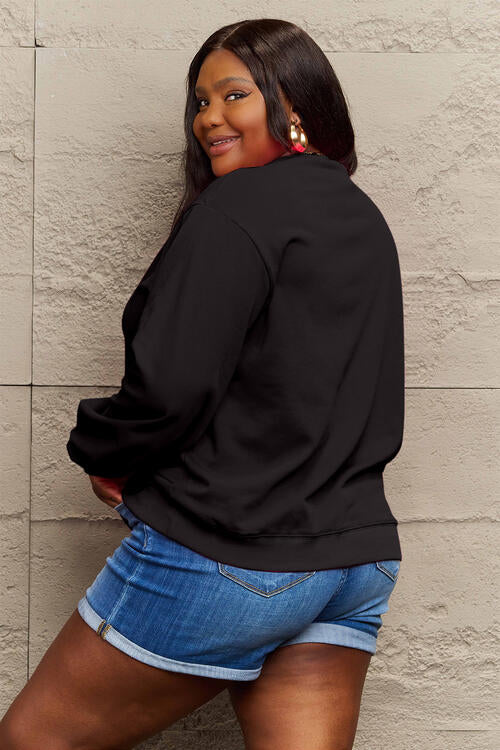 Simply Love Full Size Letter Graphic Long Sleeve Sweatshirt Luvéillé