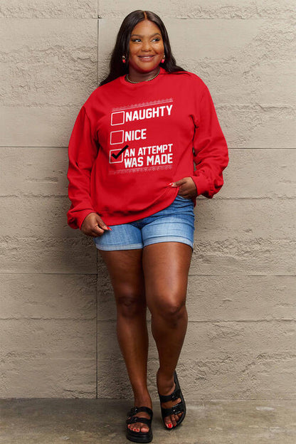 Simply Love Full Size Letter Graphic Long Sleeve Sweatshirt Luvéillé