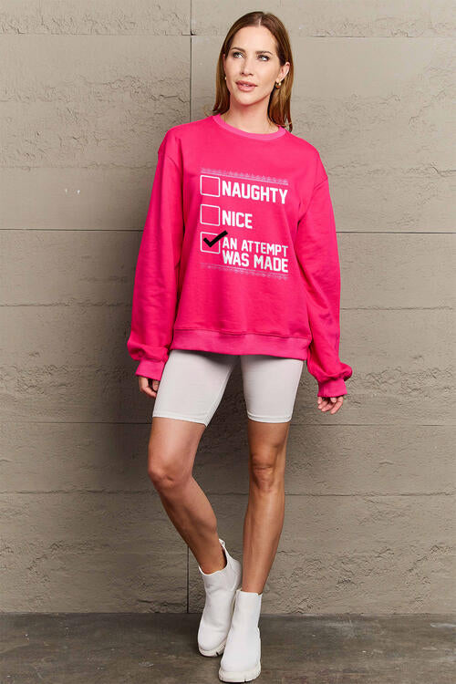 Simply Love Full Size Letter Graphic Long Sleeve Sweatshirt Luvéillé