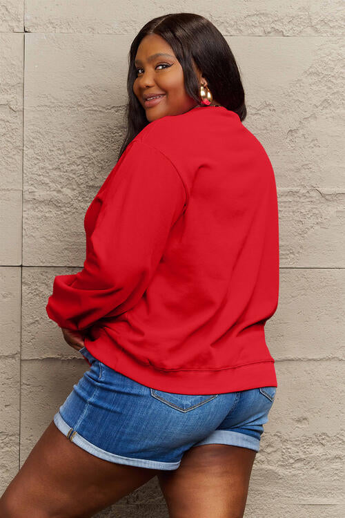 Simply Love Full Size Letter Graphic Long Sleeve Sweatshirt Luvéillé