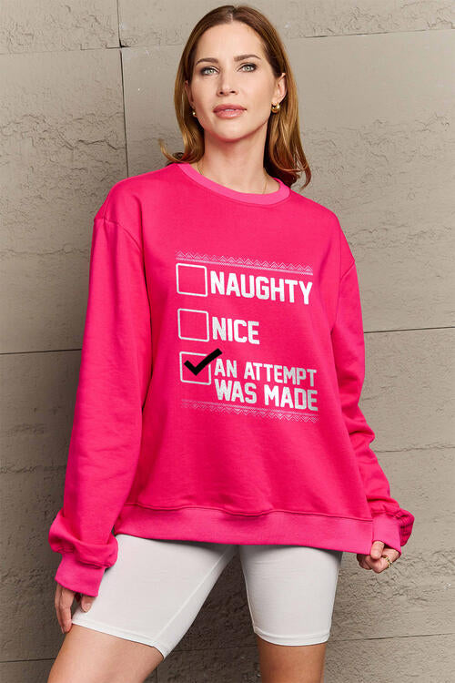 Simply Love Full Size Letter Graphic Long Sleeve Sweatshirt Luvéillé