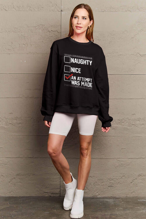Simply Love Full Size Letter Graphic Long Sleeve Sweatshirt Luvéillé
