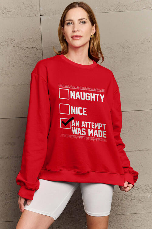 Simply Love Full Size Letter Graphic Long Sleeve Sweatshirt Luvéillé