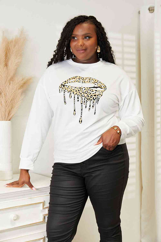 Simply Love Graphic Dropped Shoulder Round Neck Sweatshirt Luvéillé