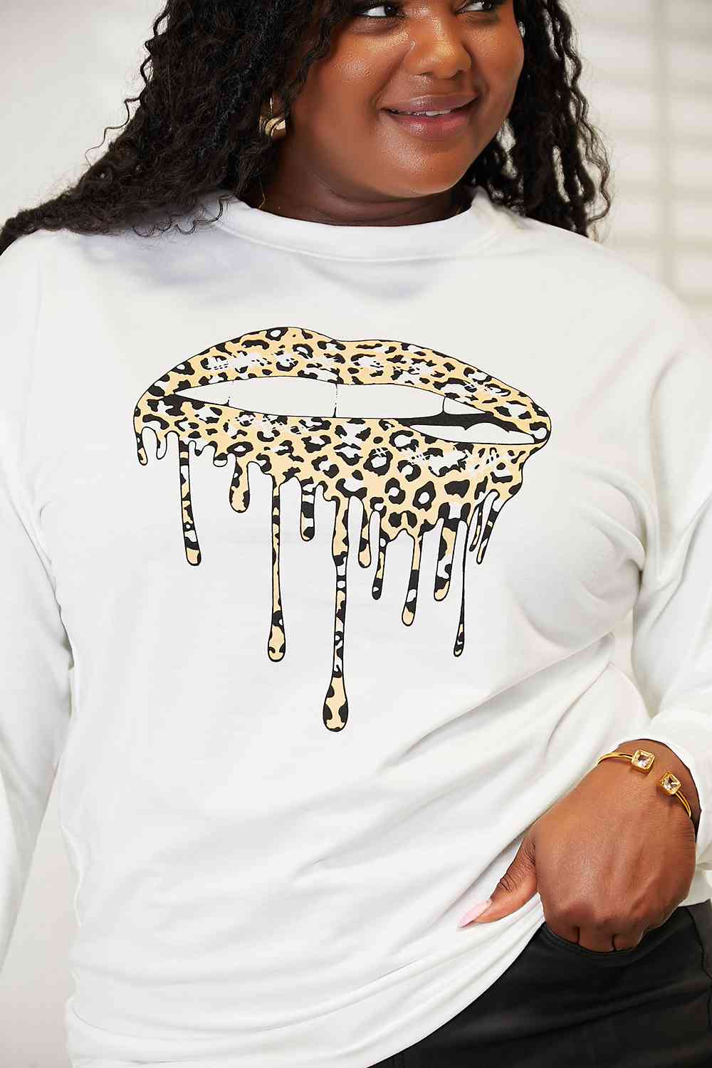 Simply Love Graphic Dropped Shoulder Round Neck Sweatshirt Luvéillé