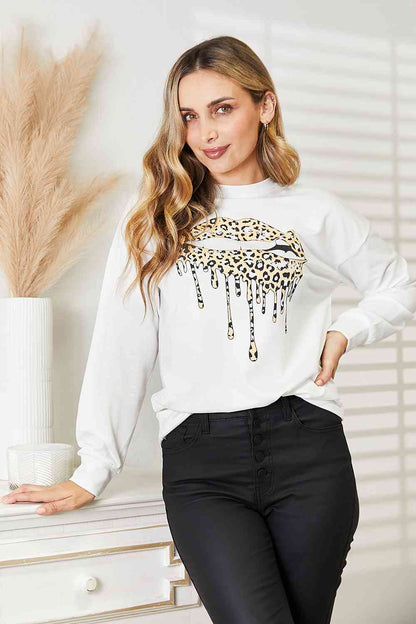 Simply Love Graphic Dropped Shoulder Round Neck Sweatshirt Luvéillé