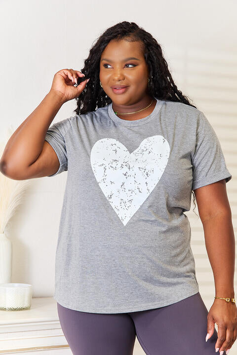 Simply Love Heart Graphic Cuffed Short Sleeve T-Shirt Luvéillé