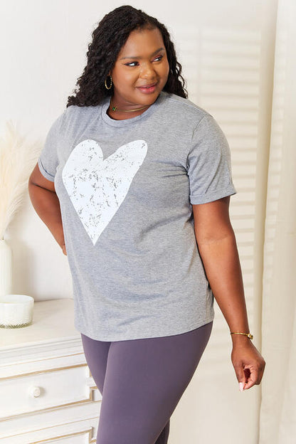 Simply Love Heart Graphic Cuffed Short Sleeve T-Shirt Luvéillé