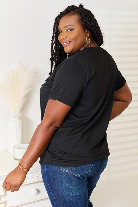 Simply Love Slogan Graphic Cuffed Sleeve T-Shirt Luvéillé