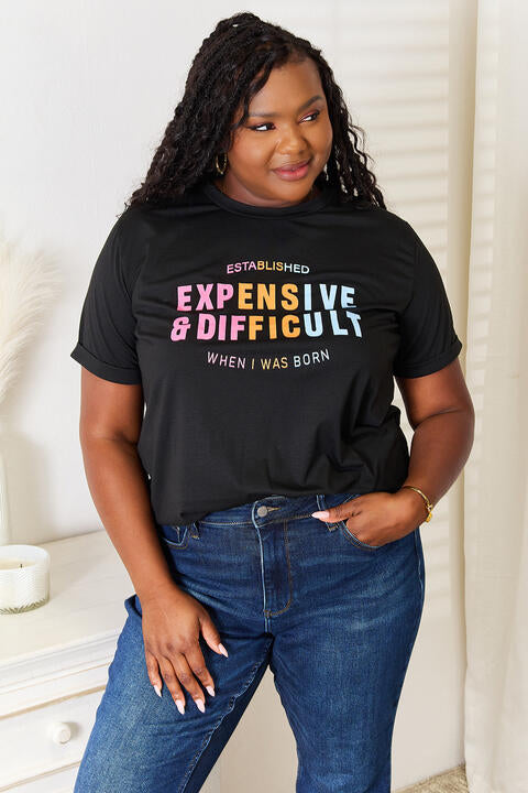 Simply Love Slogan Graphic Cuffed Sleeve T-Shirt Luvéillé