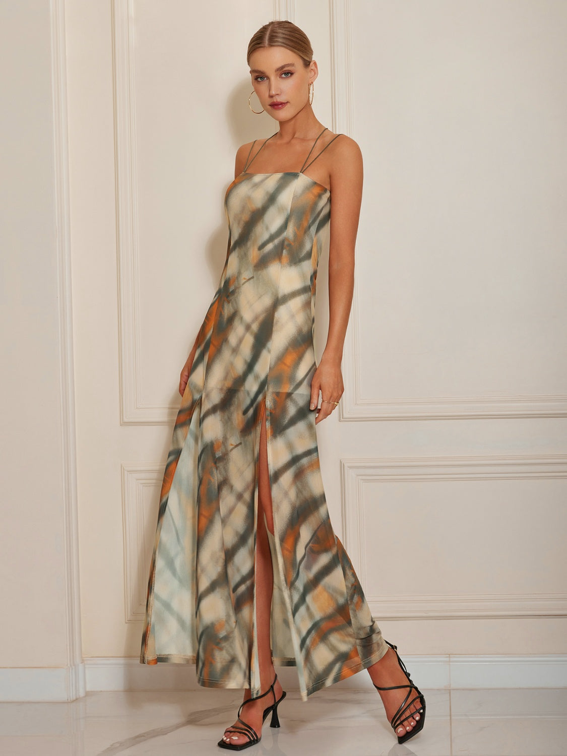 Slit Square Neck Maxi Cami Dress Luvéillé