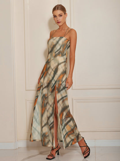 Slit Square Neck Maxi Cami Dress Luvéillé