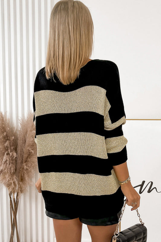 Striped V-Neck Sweater Luvéillé