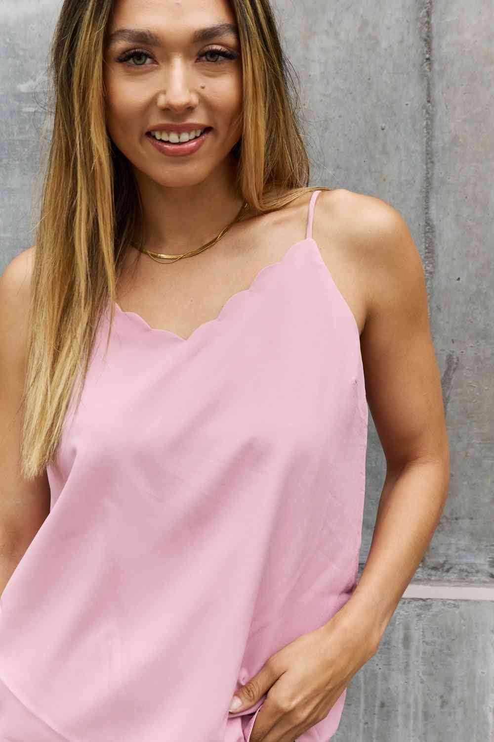 Sweet Lovely By Jen Full Size Scalloped Cami in Rosewood Luvéillé