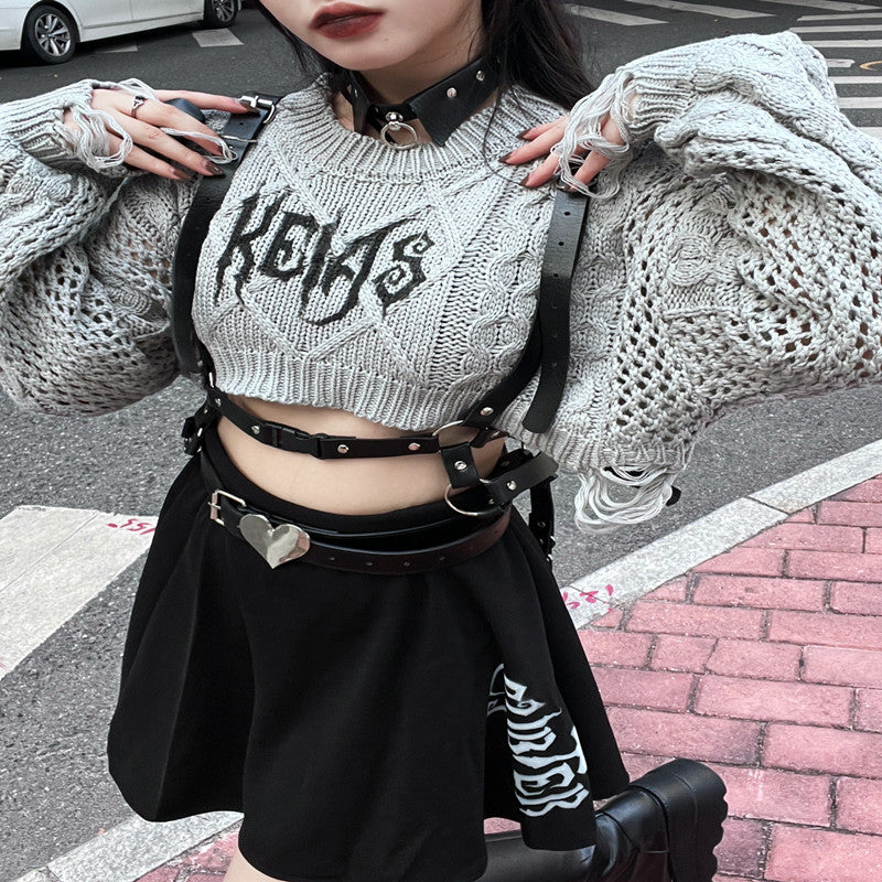 T-shirt Street Punk Spicy Girl Short Long-sleeved Sweater Luvéillé