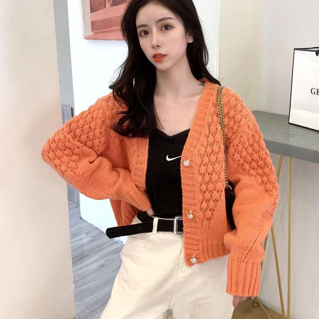 V-neck Loose Lazy Style Solid Color Sweater Luvéillé