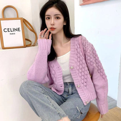 V-neck Loose Lazy Style Solid Color Sweater Luvéillé