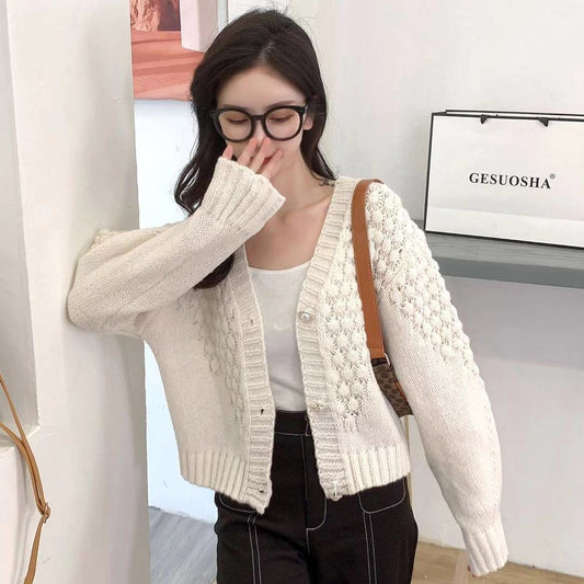 V-neck Loose Lazy Style Solid Color Sweater Luvéillé