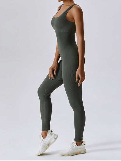 Wide Strap Sleeveless Active Jumpsuit Luvéillé