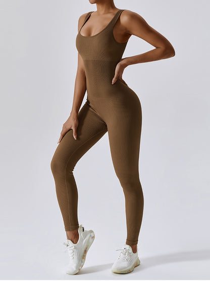 Wide Strap Sleeveless Active Jumpsuit Luvéillé