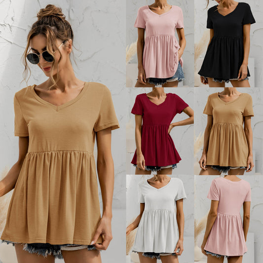 Women's Fashion V-neck Short Sleeve Top Luvéillé