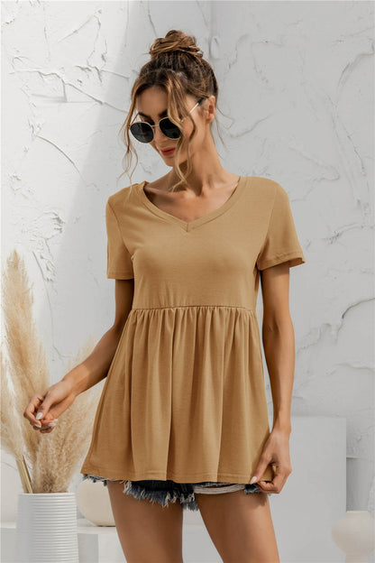 Women's Fashion V-neck Short Sleeve Top Luvéillé