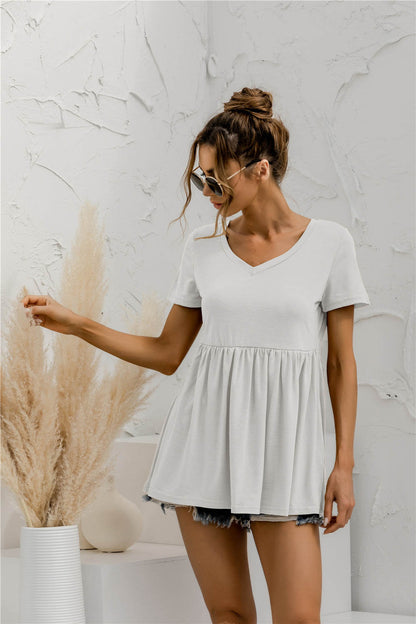 Women's Fashion V-neck Short Sleeve Top Luvéillé