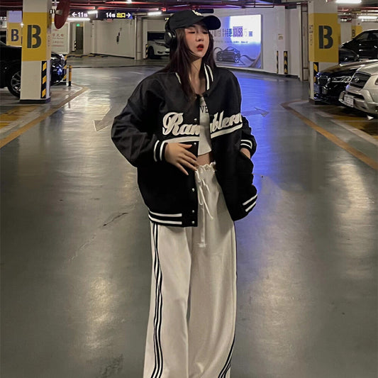 Women's Loose Casual Embroidered Letters Baseball Jersey Luvéillé