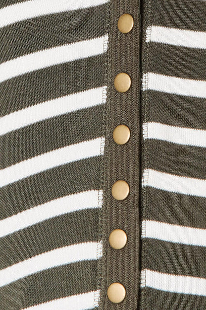 Zenana Full Size Striped Snap Down Cardigan Luvéillé