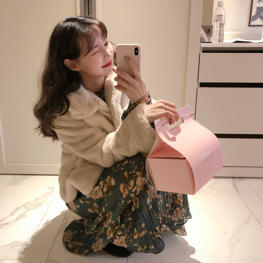 Retro Girl Floral Long-sleeved Dress Women