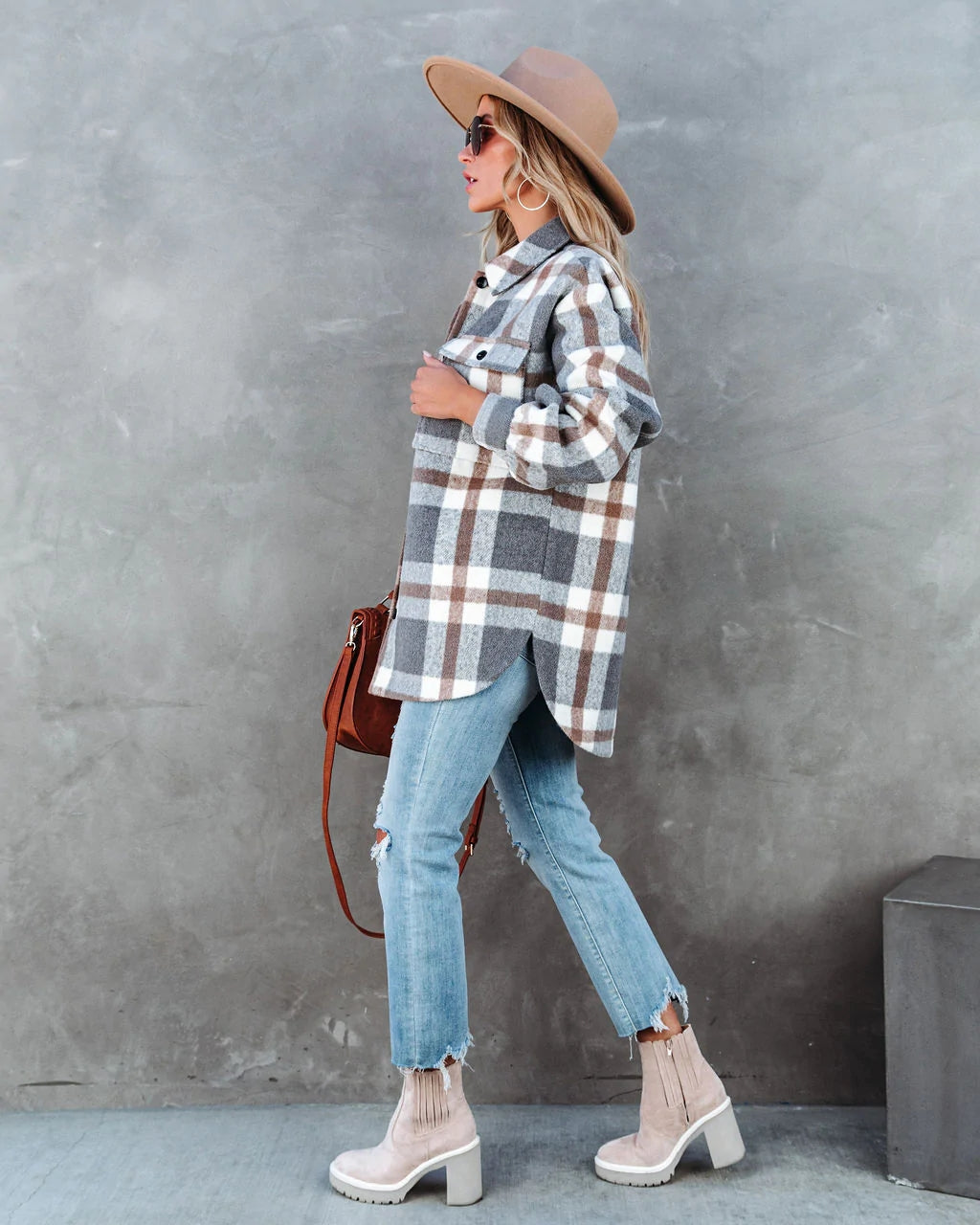Plaid Woolen Coat