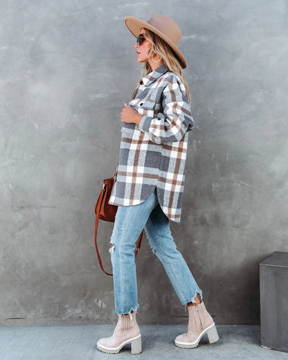 Plaid Woolen Coat