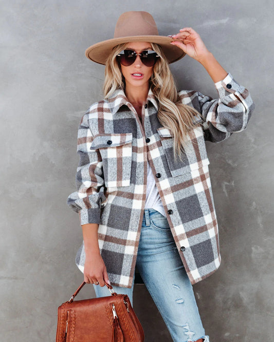 Plaid Woolen Coat