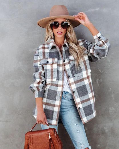 Plaid Woolen Coat