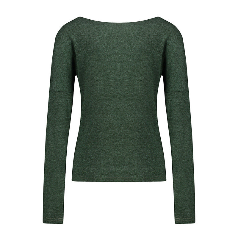 Women Stitching Geometric Figure Round Neck Slim T-Shirt