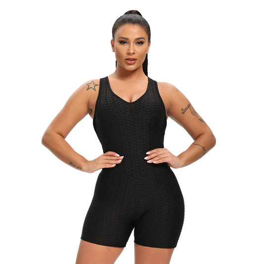 Women's Sports And Fitness Slim Jacquard One-piece Shorts