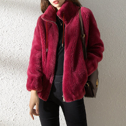 Fleece Warm High Neck Sweater Women Cardigan