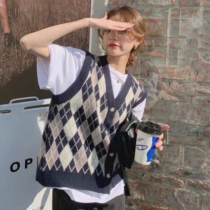 Diamond Plaid Sweater Vest