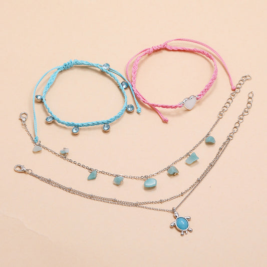 Woven Blue Love Foot Rope Natural Gravel