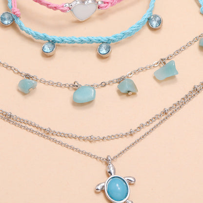 Woven Blue Love Foot Rope Natural Gravel