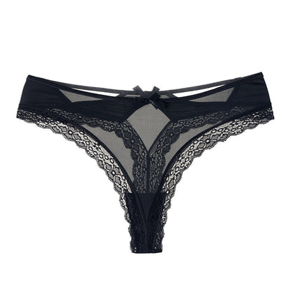 Ice Silk Sexy Lace Cross-wrapped Luxury Low Waist T-Panty
